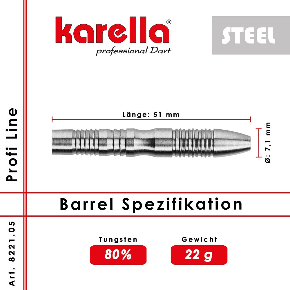 Karella - Profi Line 80% Tungsten PL-05 Steelbarrel 22g - Steeldart