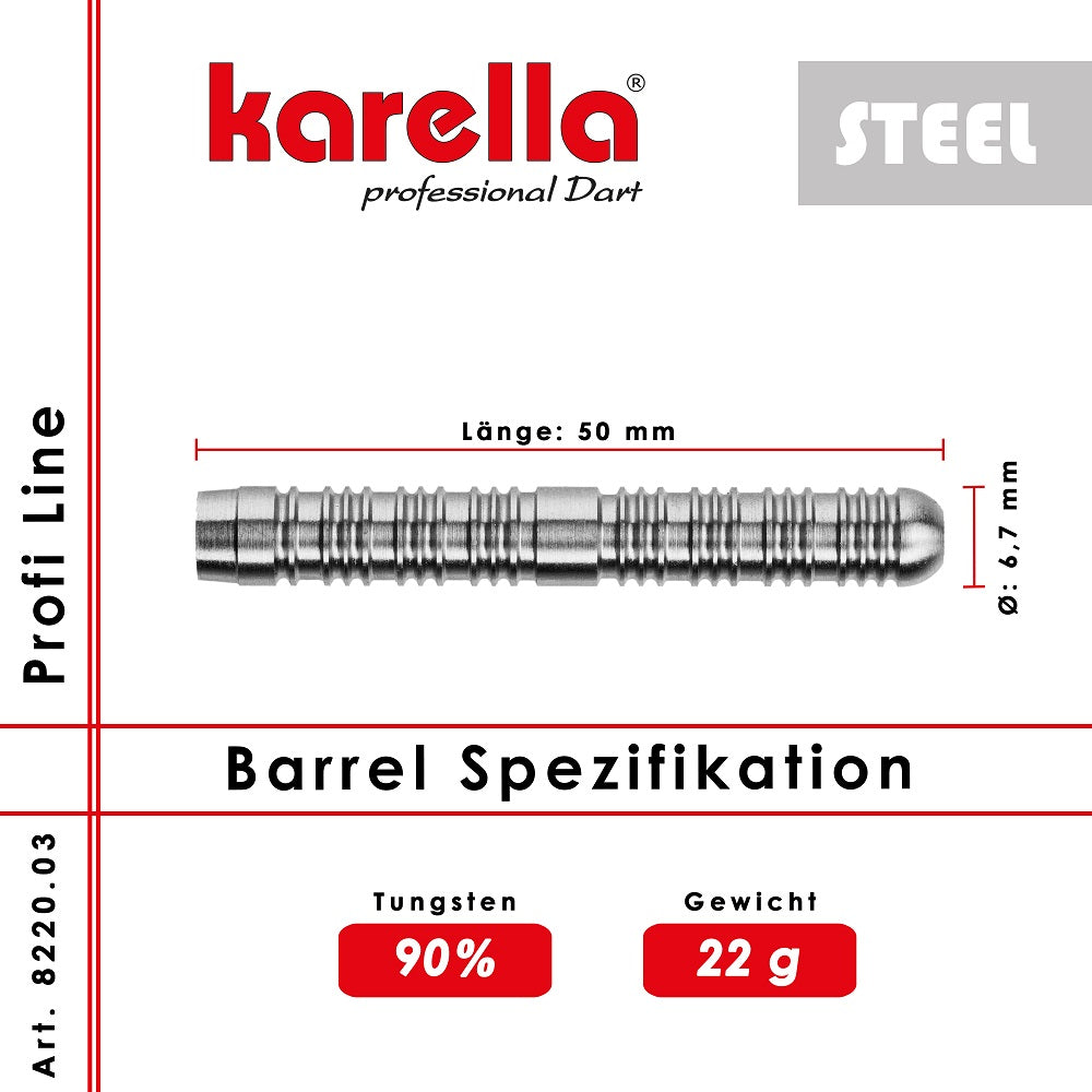 Karella - 80% Tungsten PL-10 Steelbarrels 22g - Steeldart