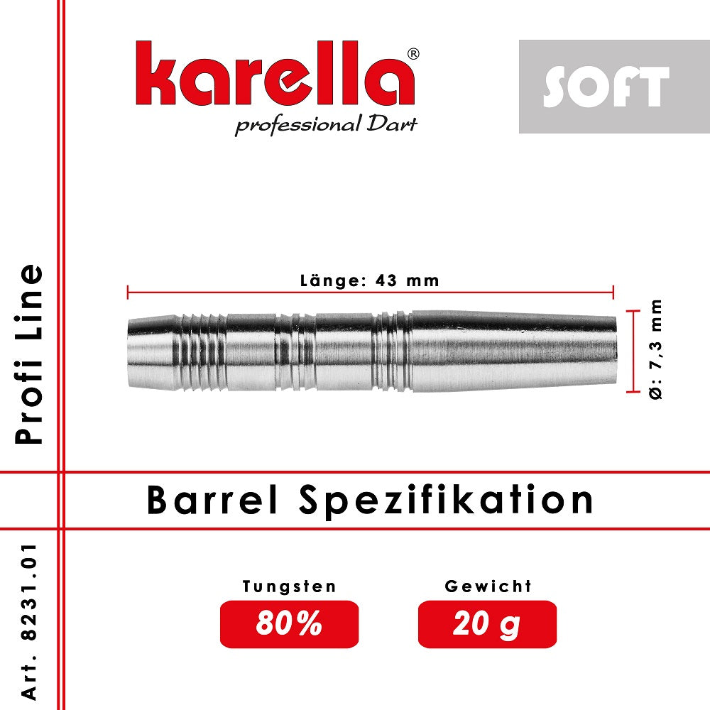 Karella - Profi Line 80% Tungsten PLS-01 Softbarrel 20g - Softdart