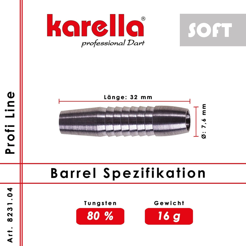 Karella - Profi Line 80% Tungsten PLS-04 Softbarrel 16g - Softdart