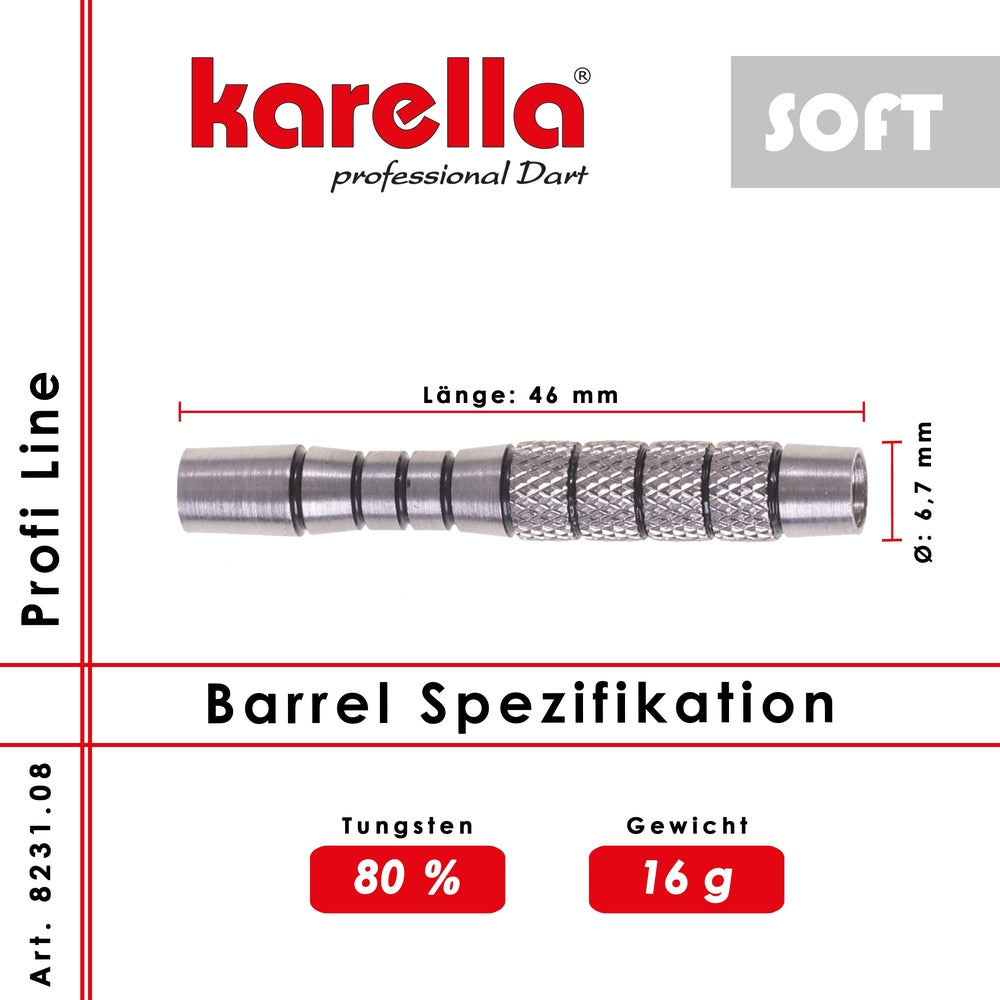 Karella - Profi Line 80% Tungsten PLS-08 Softbarrel 16g - Softdart