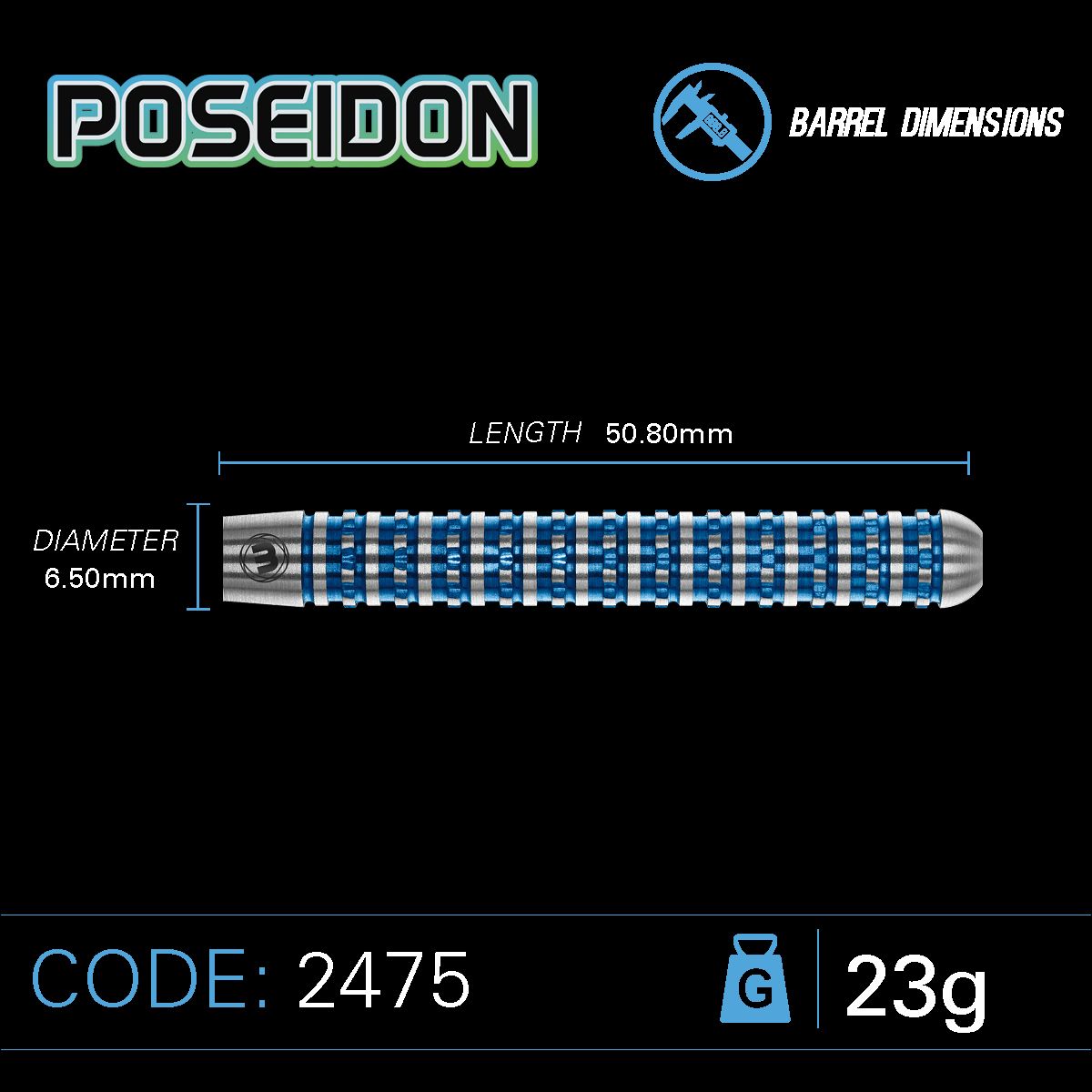 Winmau - Poseidon 90% Tungsten 23g - Steeldart